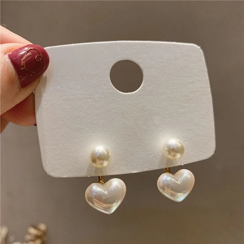 925 Silver Needle Korean Fashion Imitation Pear Earrings For Women Jewelry 2025 Trending New Luxury Women's Heart Stud Earrings