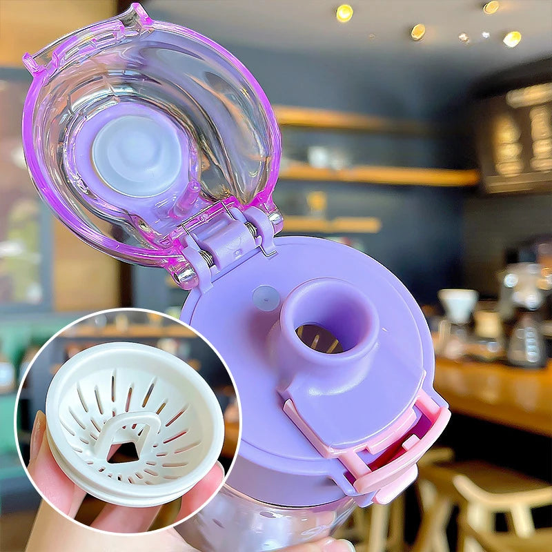 550ml Sanrio Plastic Water Bottle Cute Cinnamoroll Kuromi Water Cup Girls Plastic Drink Bottle Portable Outdoor Sports Cups