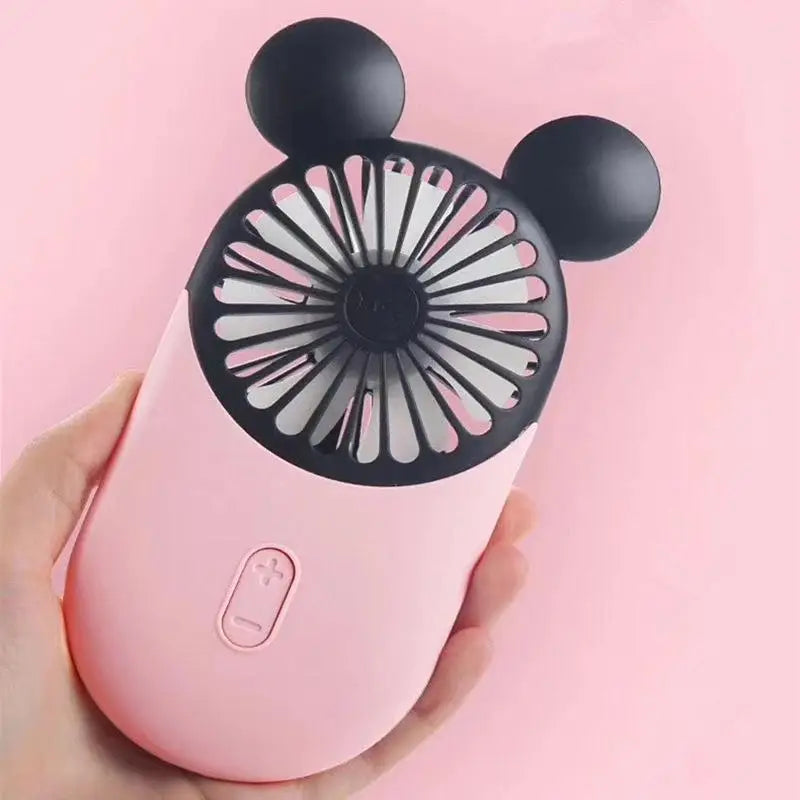 Kawaii Disney Mickey Mouse Handheld Fan Cartoon Usb Charging Small Fan Mini Portable Pocket Handheld Fan Led Light Birthday Gift