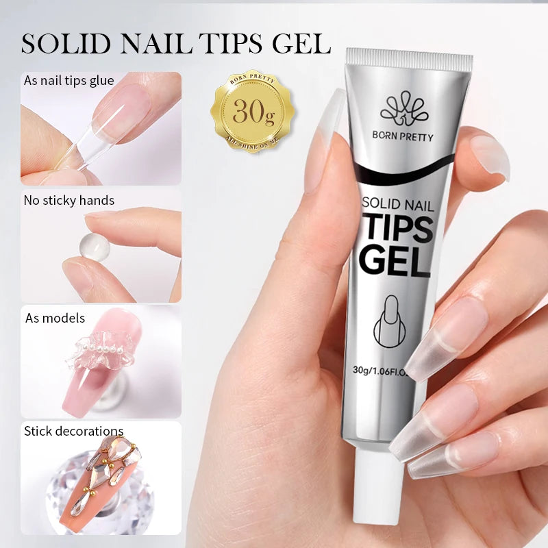 BORN PRETTY 15ml クリア ノンスティック ハンドエクステンション ジェルネイルポリッシュ 3Dシェーピングネイルアート用 固形ミルキーゼリーハードジェル フェイクネイル用