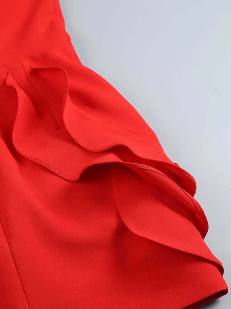 Red Brithday Dresses for Women Elegant prom Gown Sexy Strapless 3d Big Flower Evening Dress 2025 Summer Fashion Party Outfits