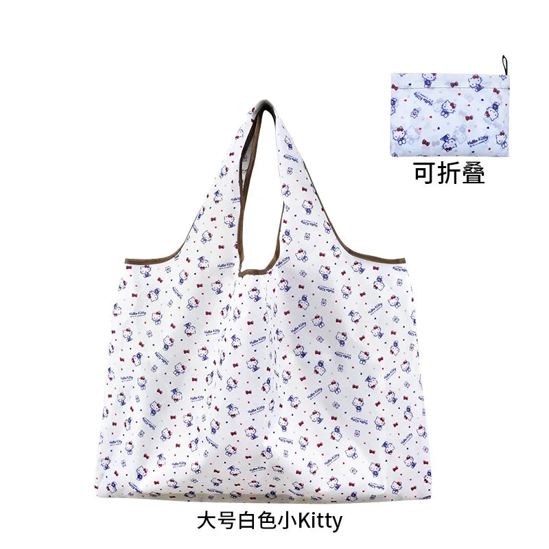 New Hello Kitty Supermarket Shopping Bag Large Capacity Bag Cartoon kuromi Portable Foldable Cloth Bag Shoulder Bag
