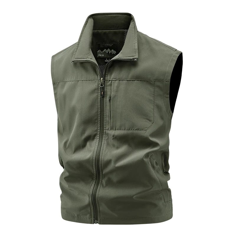 Men Outdoor Cargo Breathable Sleeveless Vest Mens Tactic Casual Fish Vests Coats Man Pockets Sport Loose Cardigan Vest Waistcoat
