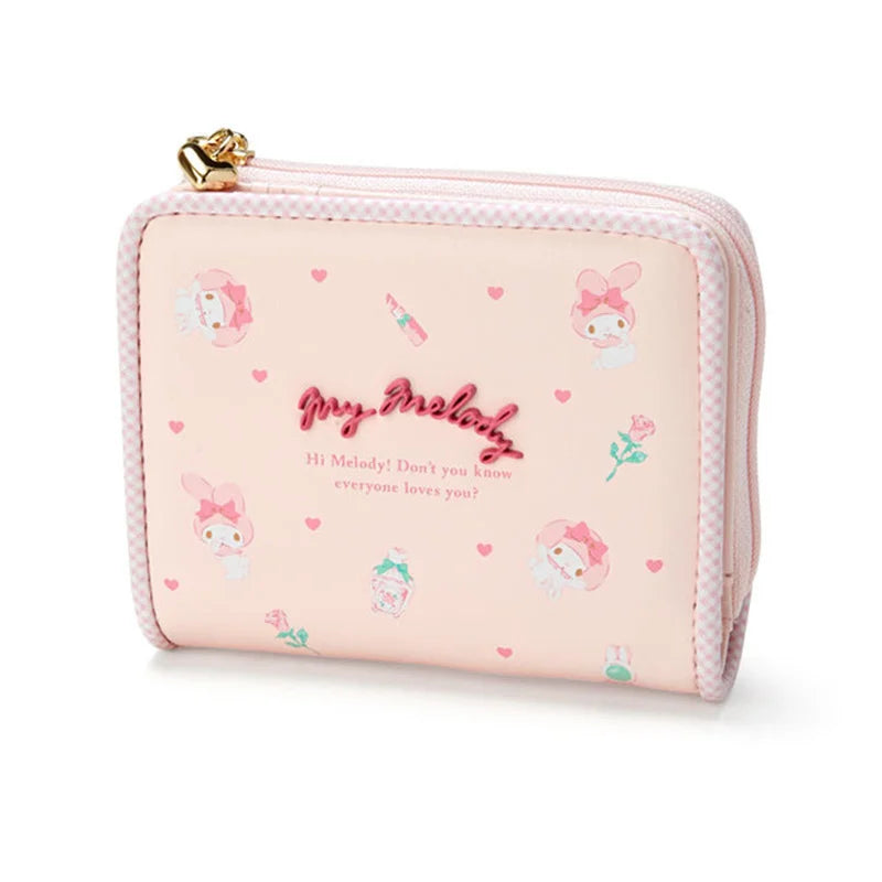 Sanrio Cinnamoroll Kuromi My Melody Hello Kitty Kawaii PU Leather Wallet Card Holders Casual Coin Purse Money Bag