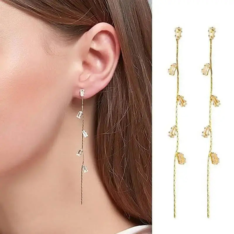 925 Silver Needle Purple Butterfly Long Tassel Earrings For Women Jewelry 2025 Trending Korean Fashion Luxury Crystal Earrings