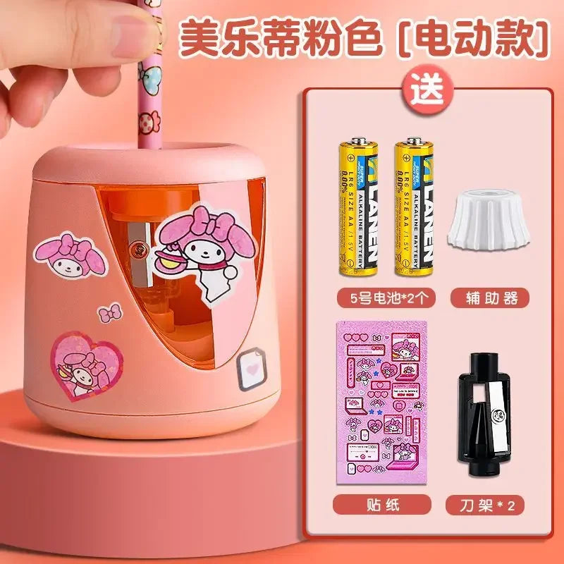 Sanrio kuromi cartoon automatic pencil sharpener children's cute electric pencil sharpener rechargeable stationery Kawaii gift