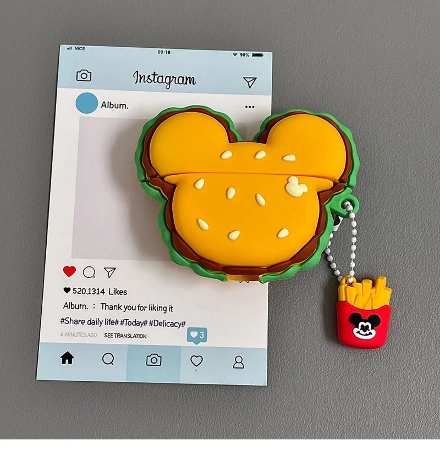 Airpods 1 2 3 4 Pro Pro 2 ミッキーバーガー シリコンイヤホンケース アクセサリー カバー