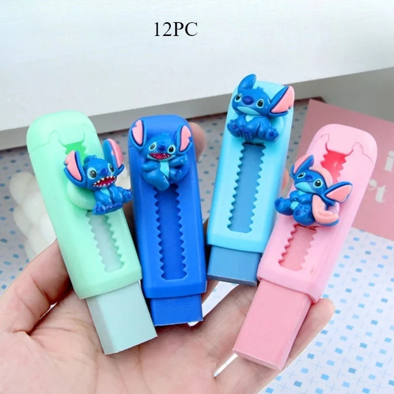 Stitch Push Pull Eraser Cartoon Resin Correction Erasers Writing Pencil Clean Up Students Stationery Office School Supplies