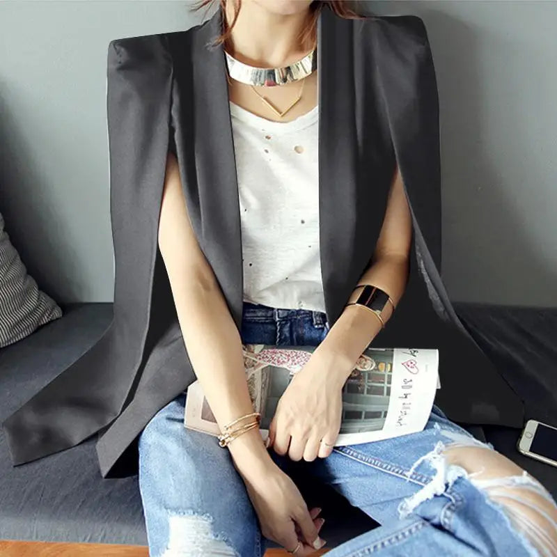 ZANZEA 2024 Summer Office Solid Cape Women Lapel Cloak Blazer Fashion Split Sleeve Coat Casual OL Black Suit Jacket Workwear