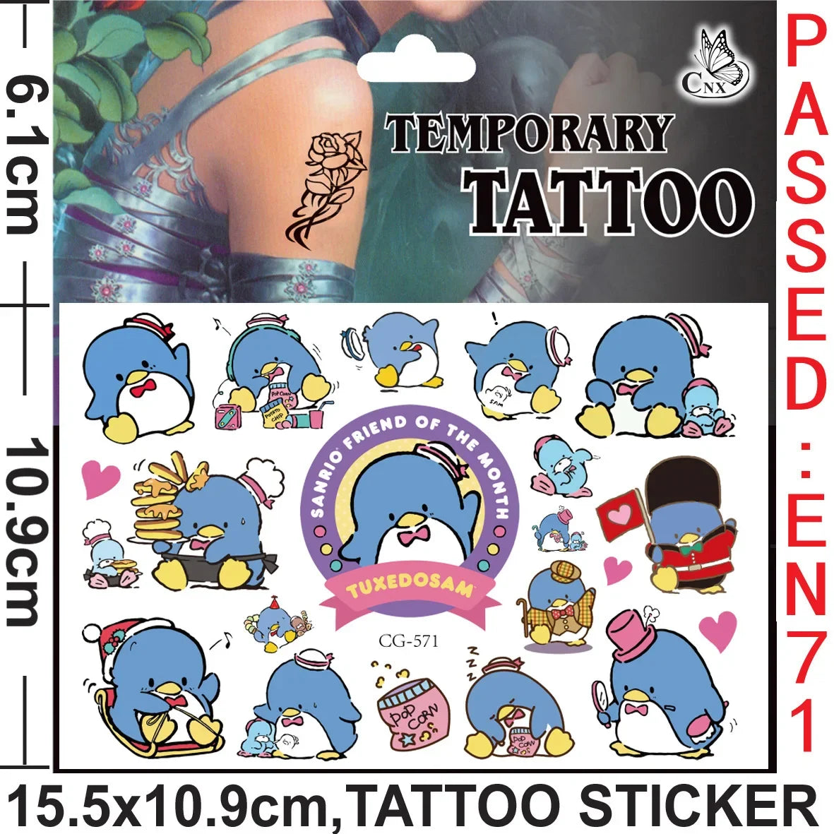 Sanrio series Tattoo Stickers Waterproof Cute Sticker Anime Birthday Party Supplies Decoration For Kids Women Men Gift