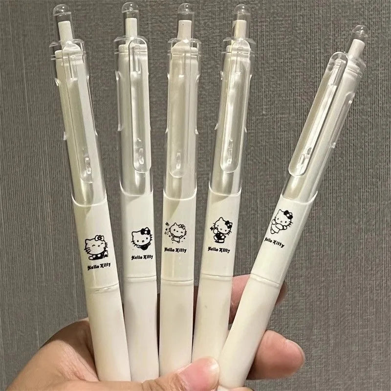 NEW Hello Kitty kawaii cute anime cartoon little white gel pen black student high-looking simple carbon girl quick-drying pen