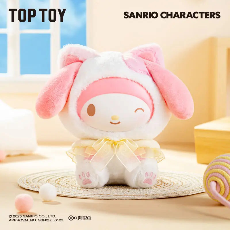 Toptoy Genuine Sanrio Family Cute Cat Series Hello Kitty Kuromi Melody Cinnamoroll Pompompompompurin Anime Blind Box Toy Gift