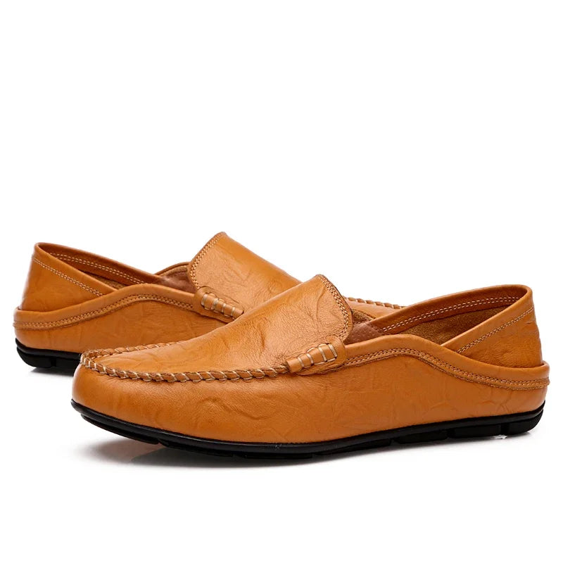 Men Loafers 2024 New Leather Shoes Men‘s Casual Shoes Moccasins Breathable Sneakers Men Driving Shoes Comfort Flats Plus Size 46
