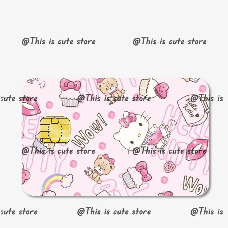 Sanrios Hello Kittys Kuromi Credit Card Skin Stickers for Bank Card Bus Anime Rilakkuma Metro Card Sticker Waterproof Girls Gift