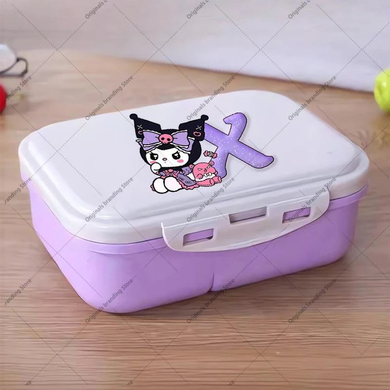 Kuromi 26 Letters Lunch Box Kawaii Girl Portable Bento Rice Boxs Student Hermetic Food Crisper Single Layer Capacity Kids Gift