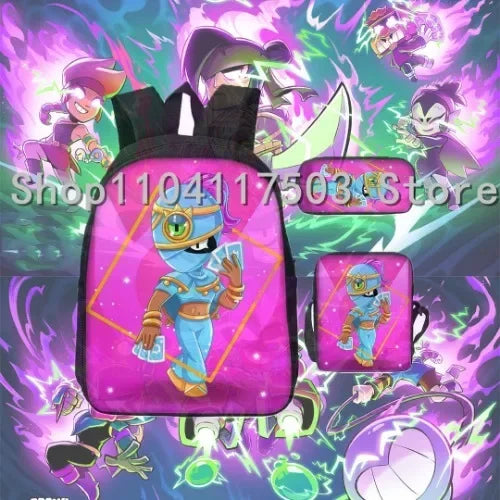 Anime Figures 3Pcs Backpack Set Kawaii Schoolbag Cartoon Mochila Anime Large Capacity 16 inch Bags Birthday Gifts