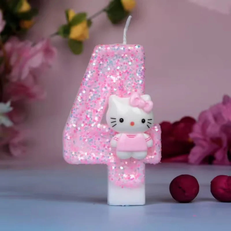 Sanrio Cute Hello Kitty Fun Digital Candles Creative Kawaii Cartoon Pattern Party Decoration Supplies Birthday Cake Accessories