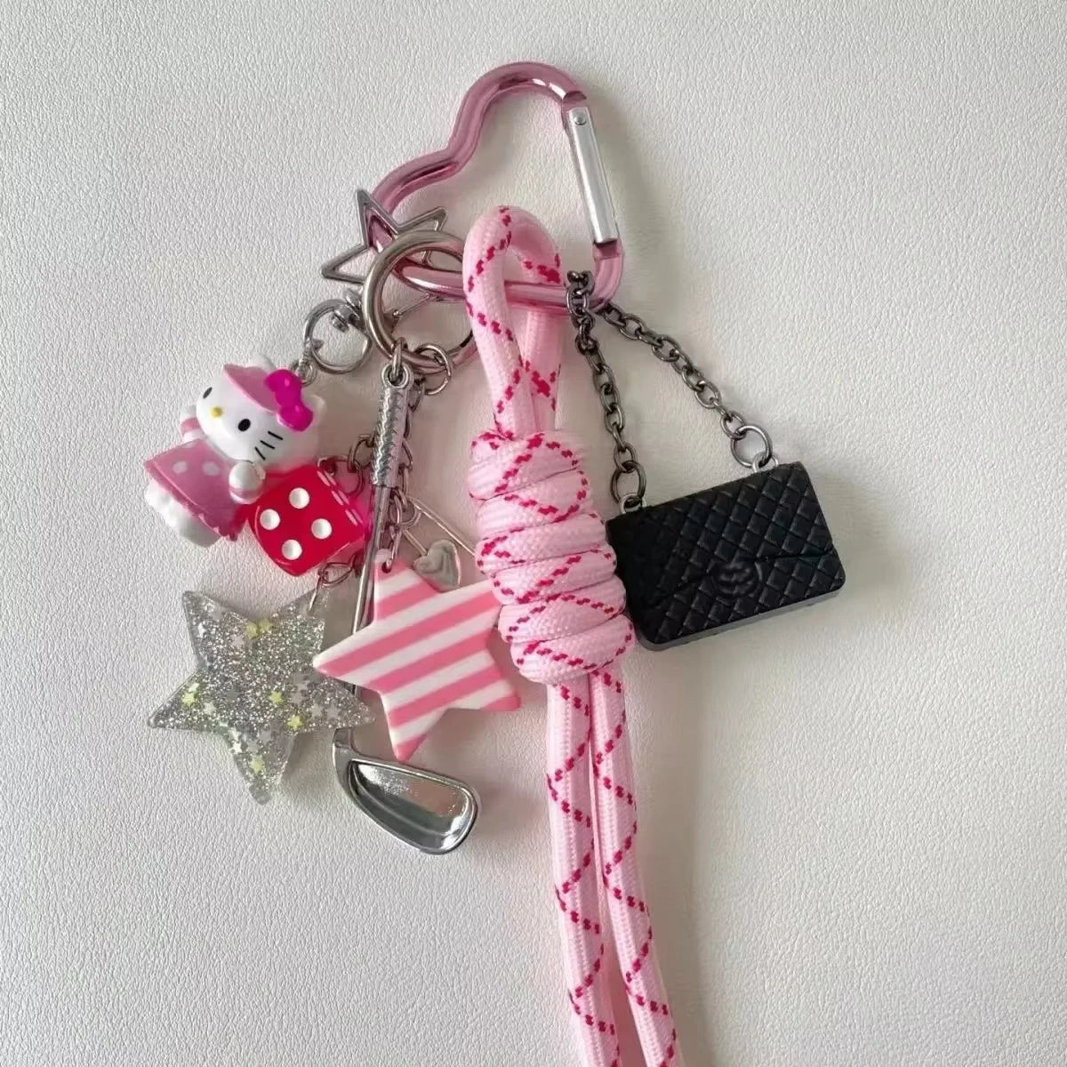Sanrios Hellokittys Keychain Kawaii Cute Action Figure Rabbit Plush Key Chain Doll Pendant Bag Charm Accessories Keyring Ins
