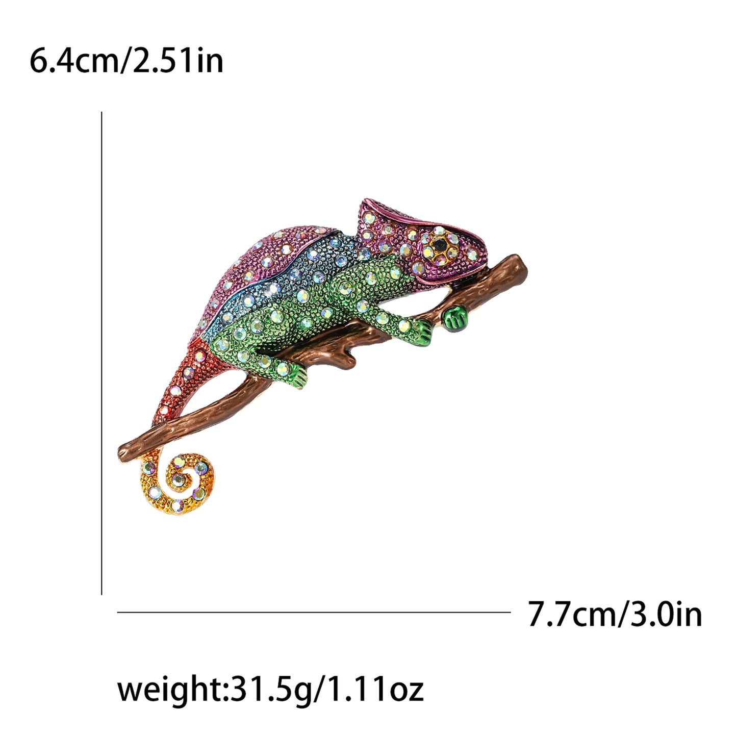 Rhinestone Chameleon Brooch for Women Unisex Enamel Lizard Pin Banquet Party Backpack Gifts Jewelry Accessories