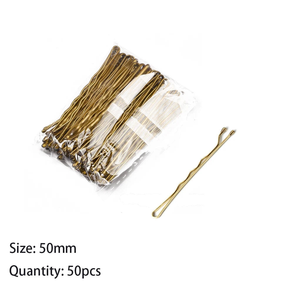 50pcs 50/60/70mm Hair Pin And Clips U Shape For Headpiece Women Girls Hairpins Accessories Bride Wedding Head Jewelry Decoration