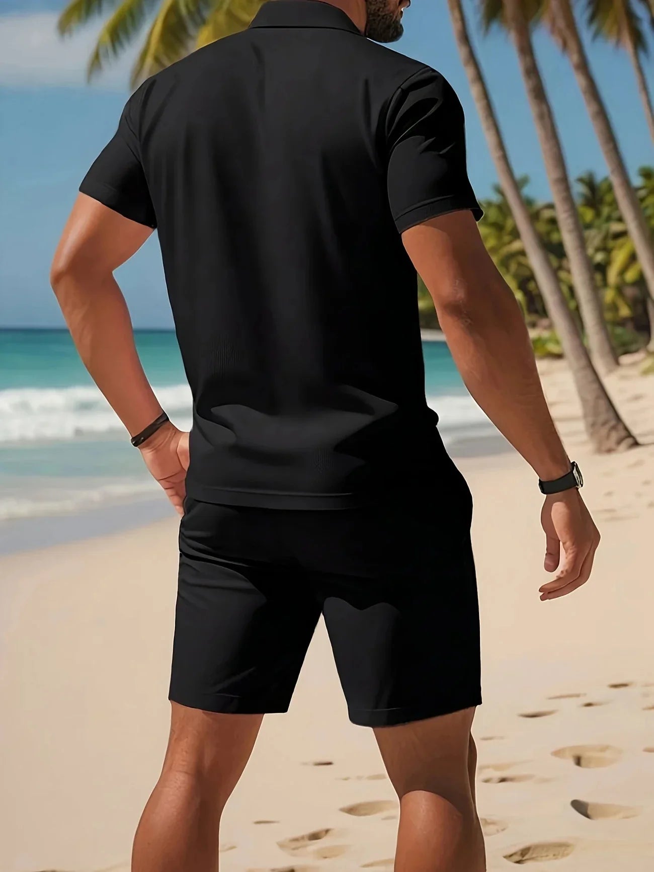 Mens premium two-piece summer shorts and polo shirt T-shirt,suitable for daily wear and beach leisure outdoorsports3D printedset