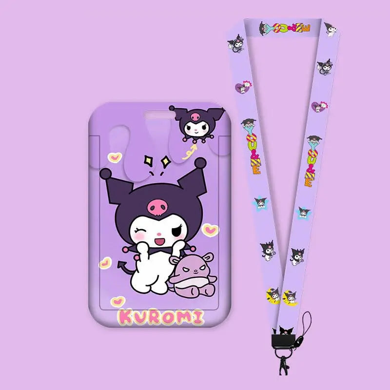 Cartoon Sanrio Lanyard Card Sleeve kawaii Hello Kitty Kuromi My Melody ID Card Bus And Subway Access Work Permit Card Sleeve