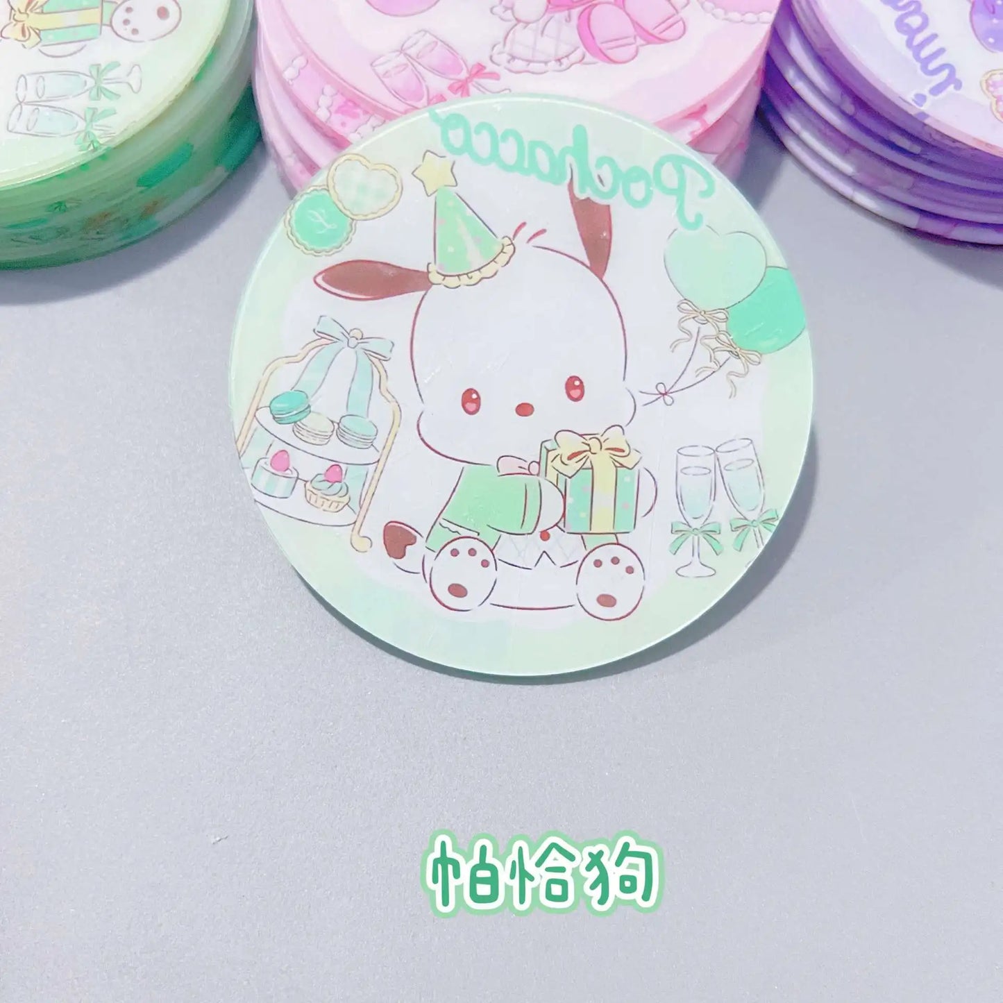 sanrio acrylic melodie cartoon double layer tea coaster cinnamon dog kuromi my piano home decoration accessories 8cm kawaii