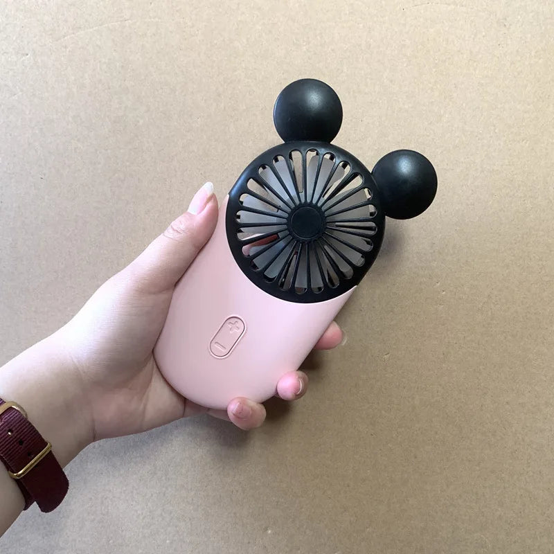 Kawaii Disney Mickey Mouse Handheld Fan Cartoon Usb Charging Small Fan Mini Portable Pocket Handheld Fan Led Light Birthday Gift