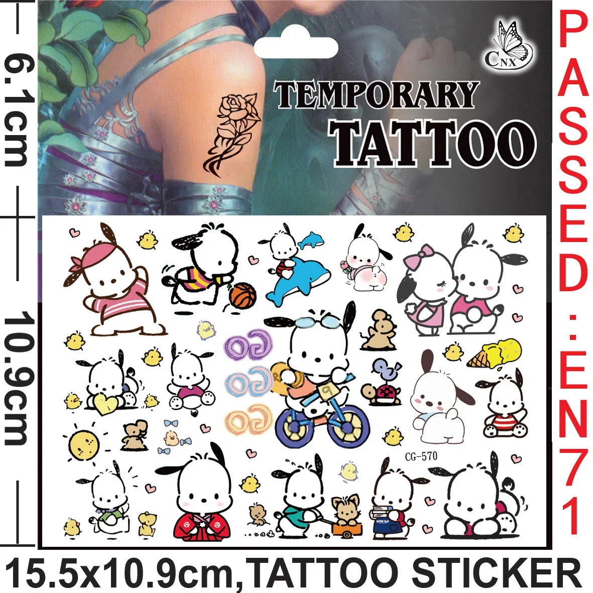 Sanrio series Tattoo Stickers Waterproof Cute Sticker Anime Birthday Party Supplies Decoration For Kids Women Men Gift