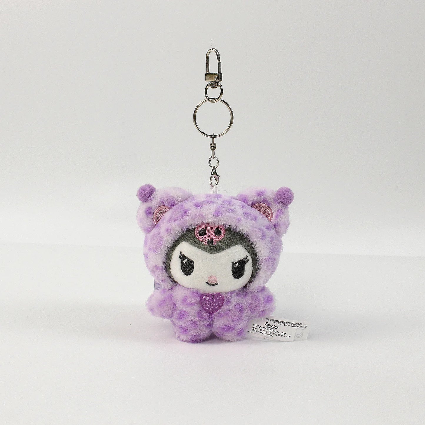 Sanrio Leopard Print Bear Hello Kitty Keychain Kuromi Cinnamoroll Bag Pendant My Melody Plush Doll Toys Decoration Gift for Girl