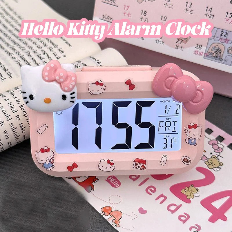 Hello Kitty Mini Night Light Alarm Clock Cute Timer Multi Functional Portable Desk Clock Birthday Gift Holiday Gift