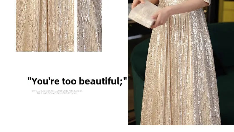 Gold Evening Gown Women's High-End Sensation Luxury Small ence Ball Personali High-End Adult Birthday Host Dr