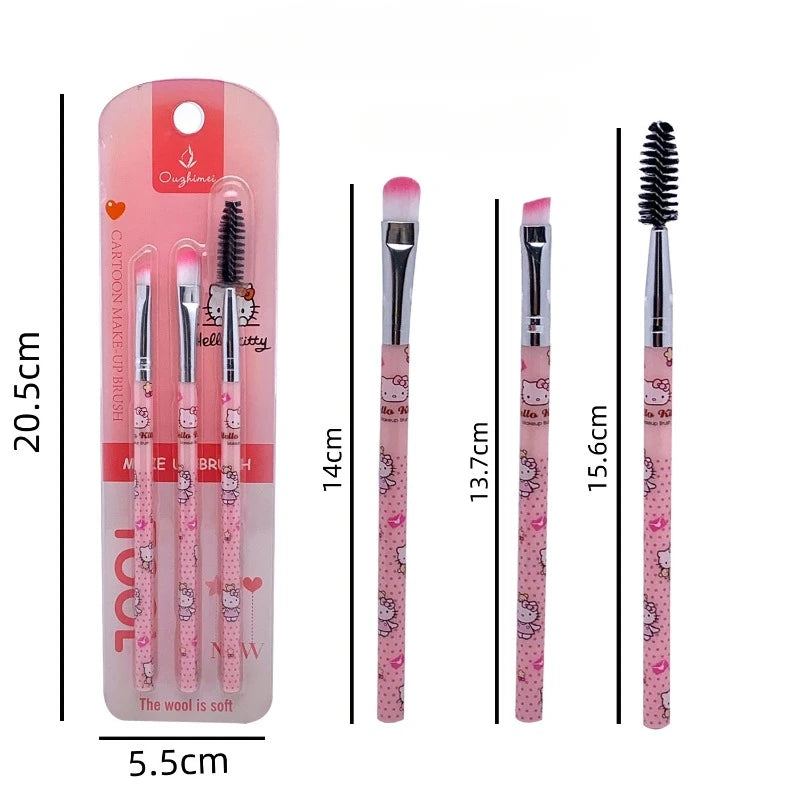 Sanrio makeup brush cartoon Hello Kitty eye makeup beginner eye shadow oblique eyebrow brush spiral eyelash curling brush set