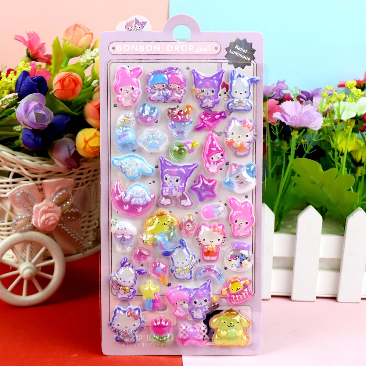 Cartoon Sanrio Hello Kitty Kuromi 3D Transparent Jelly Sticker Crystal Decorative Sticker Children DIY Phone Casesdiy Stationery