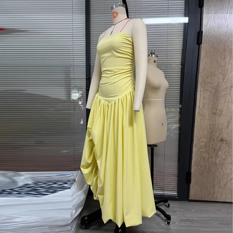Giyu Sexy Evening Club Party Dresses Women 2025 Summer Bandage Lace Up Split Maxi Long Dress Elegant Strapless Backless Robe