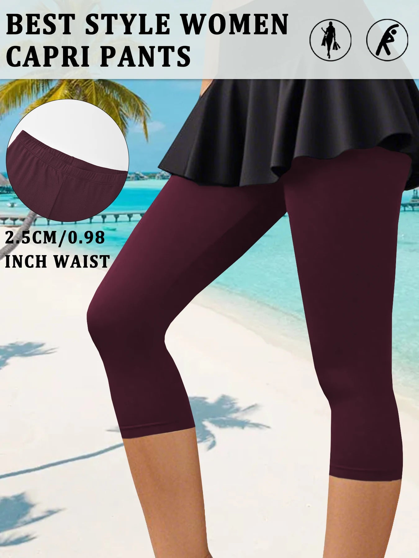 Women's Super Soft Capri Pants High Stretchy Breathable Pants No See Through Workout Running Yoga Athletic Pants Gym Leggings