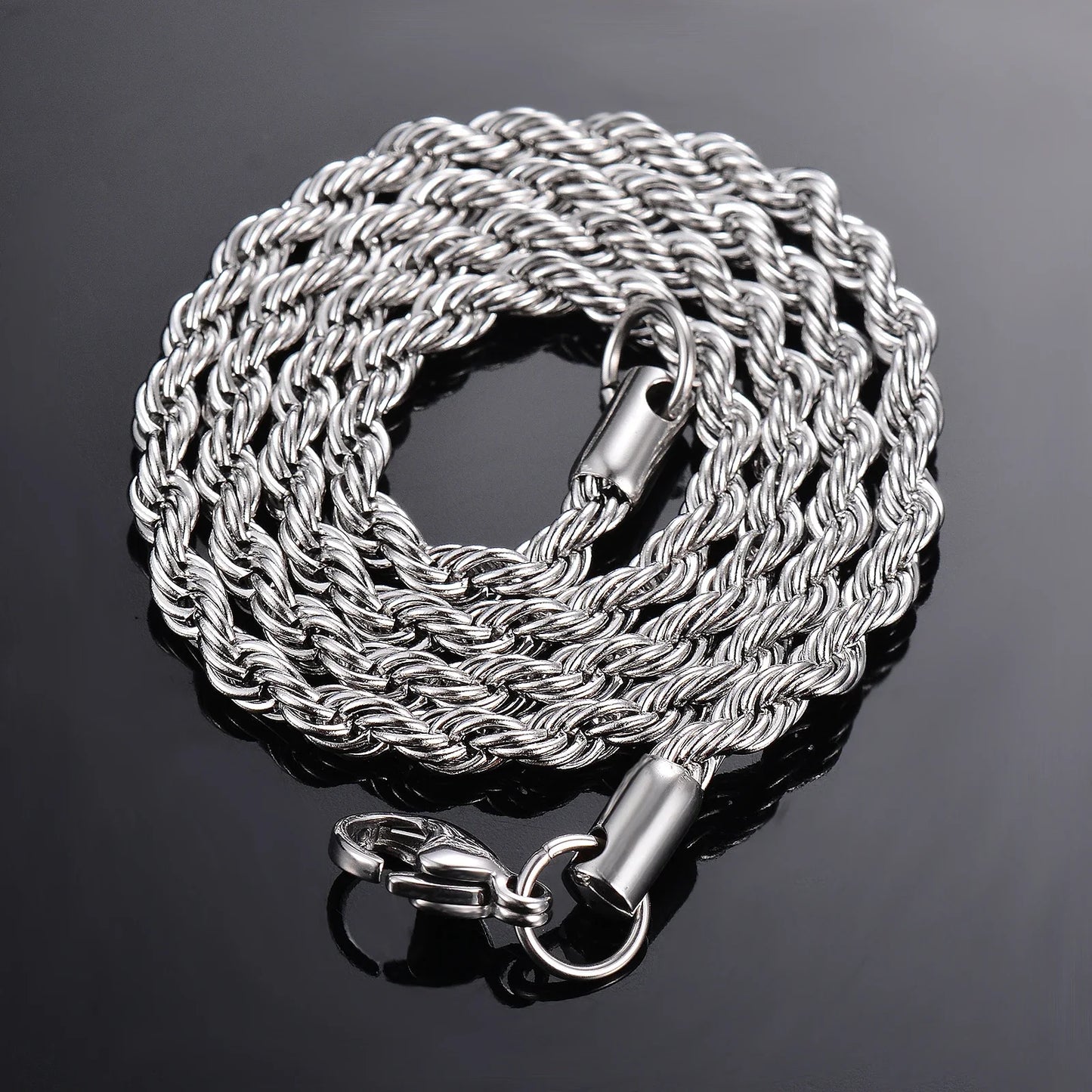 925スターリングシルバー幅2mm/3mm/4mmロープチェーンネックレス/ブレスレットメンズレディースメンズファッションチェーンネックレス1個