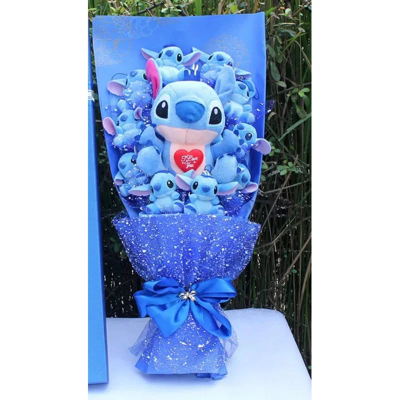 Disney Mickey Minnie Mouse Flower Bouquet Cartoon Lilo Stitch Donald Duck Daisy Plush Toy Doll Bouquet Birthday Valentine Gift