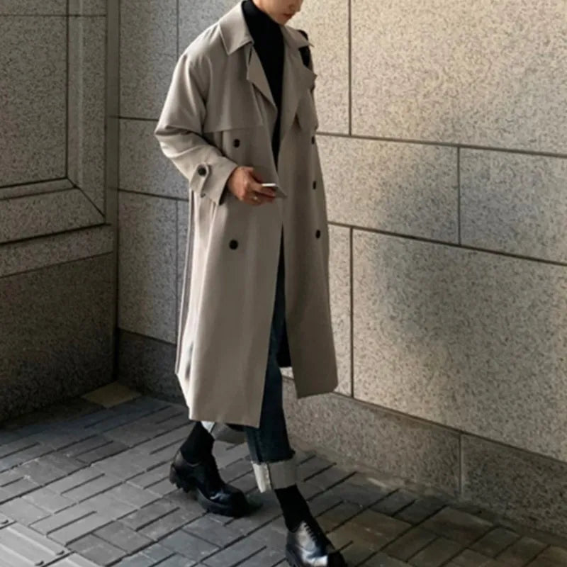 トレンチコート メンズ 新作 ロングトレンチ 韓国 メンズファッション オーバーコート 男性 ウィンドブレーカー ストリートウェア メンズコート アウターウェア 衣類
