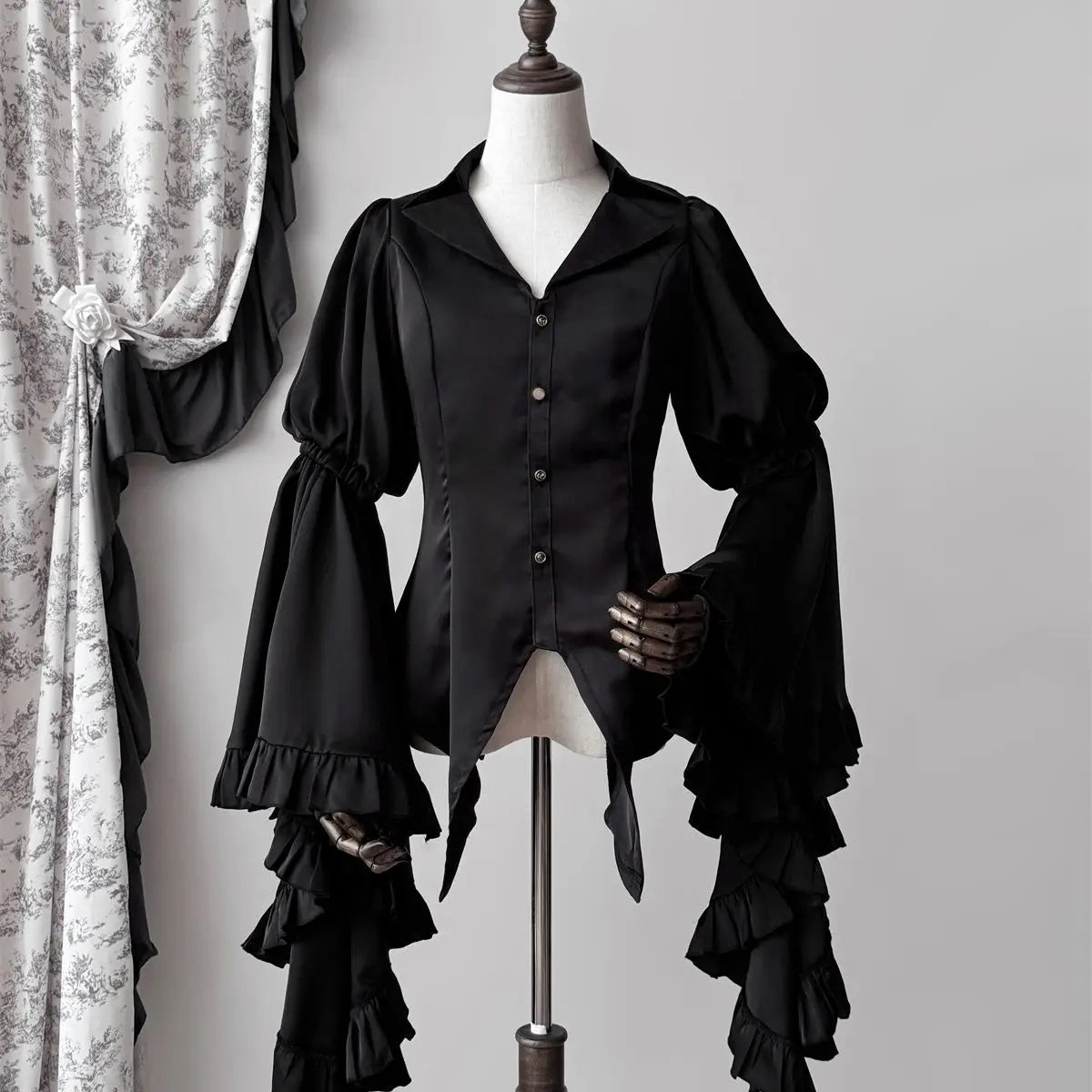 2025 Camisas De Mujer Vintage Blouses Women's Clothes Temperament Lady Tops Japanese Shirt Flare Sleeve Goth Slim Fit Blouse