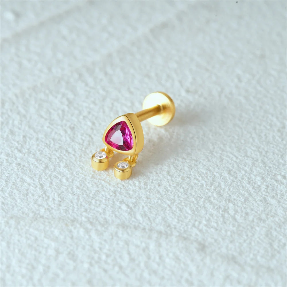 Aide 925 Sterling Silver 1pc Geometry Multi Piercing Stud Earrings For Women K Gold Simple Elegant Tassel Jewelry Gift Pendiente