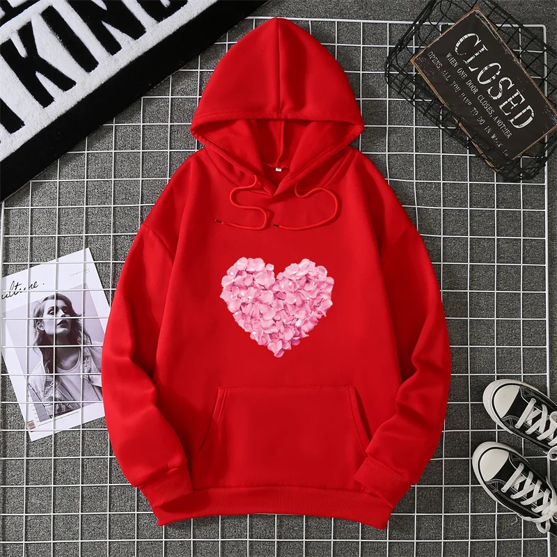 2025 Heart Shape Print Graphic Hoodies Cute Clothing Fashion Loose Pullover Sweatshirt Casual Girl Hoody Tops CYXX281