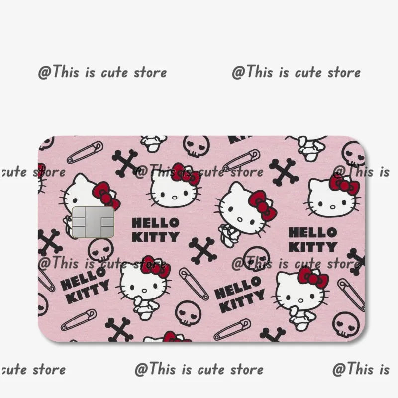 Sanrios Hello Kittys Kuromi Credit Card Skin Stickers for Bank Card Bus Anime Rilakkuma Metro Card Sticker Waterproof Girls Gift