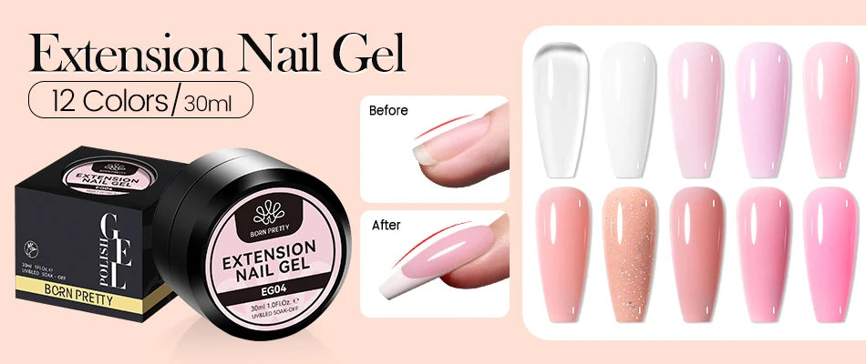BORN PRETTY 15ml クリア ノンスティック ハンドエクステンション ジェルネイルポリッシュ 3Dシェーピングネイルアート用 固形ミルキーゼリーハードジェル フェイクネイル用