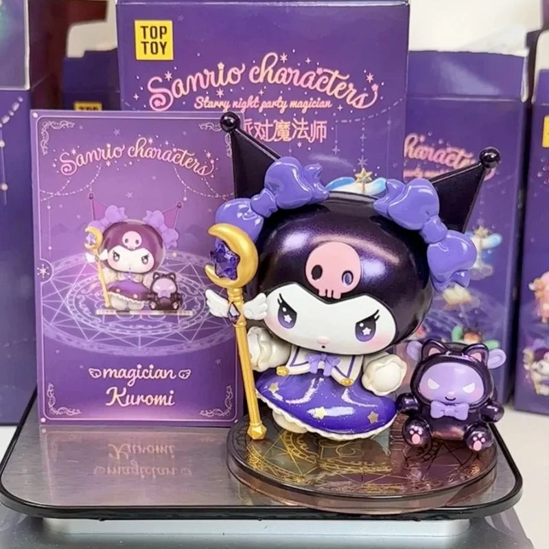 Anime Sanrio Character Starry Night Party Magician Series Blind Box My Melody Kuromi Hellokitty Piano Cute Toy Doll Gift