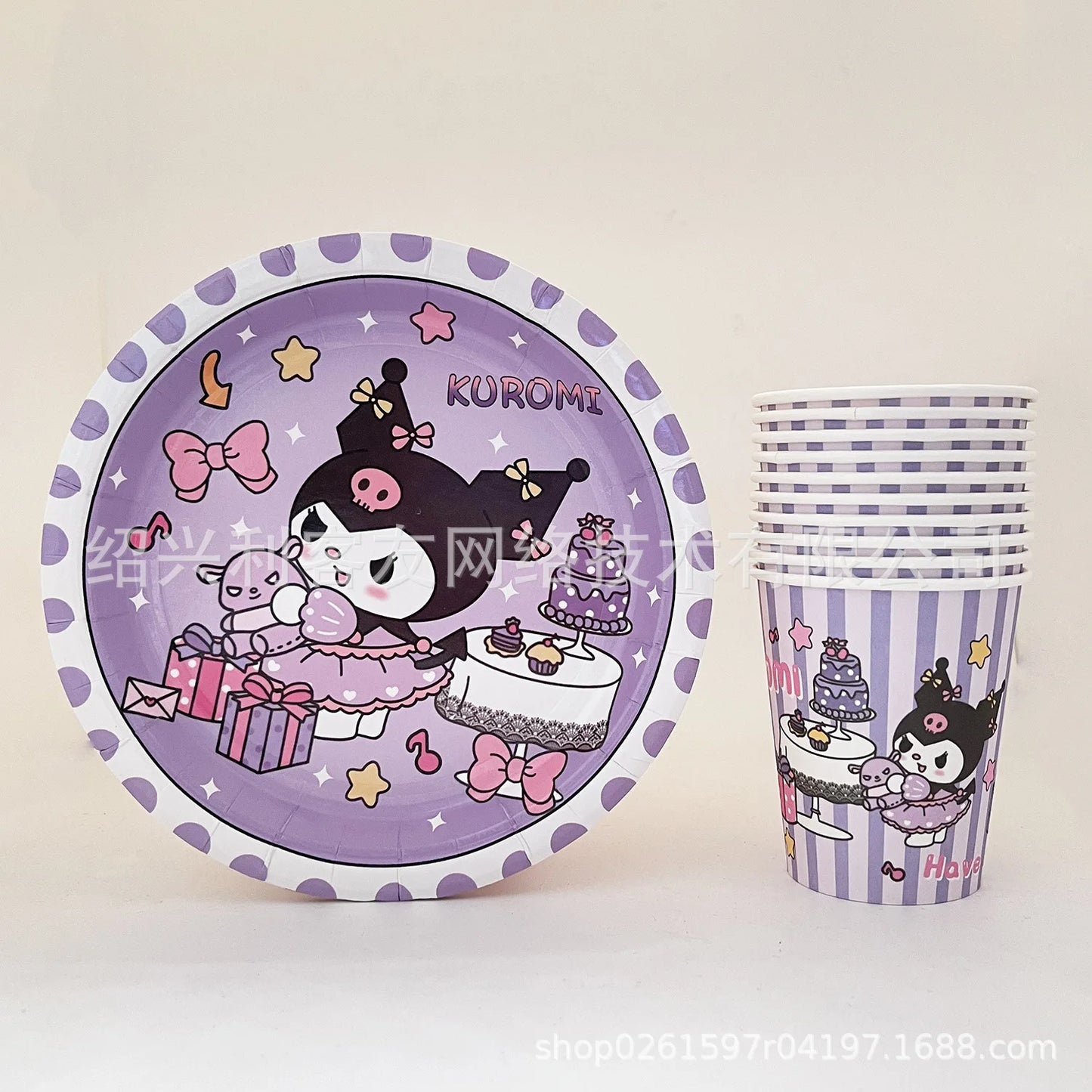 Kuromi Theme Birthday Party Decoration Kid Shower Sanrio Girl Tableware Supplies Tablecloth Number Balloon Cake Topper Gift