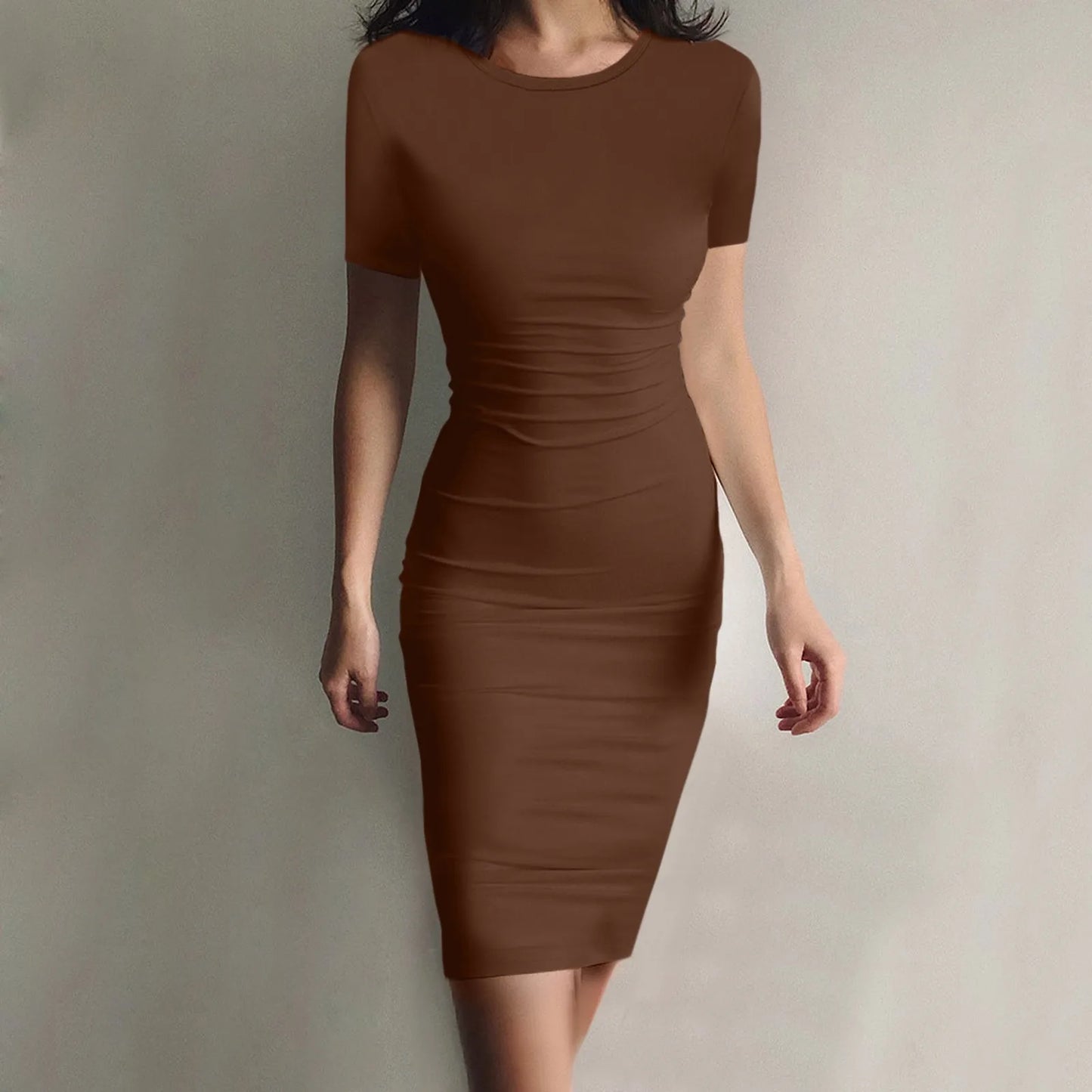 Summer Dress High Stretch Tank Robe Solid Short Sleeve Casual Slim Long Pencil Dress Women Sexy Maxi Dress Elegant Thin Vestido