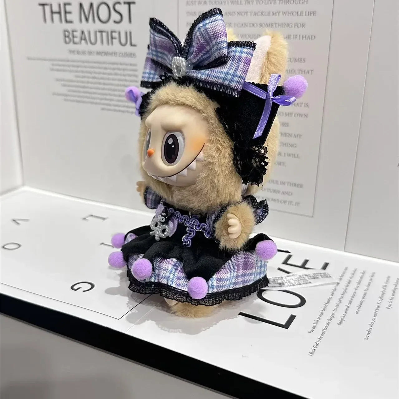 17cm Doll's Clothes for Labubu Monster Outfit Kuromi Dress Purple Hair Band Cool DIY Kids Gift Unique Accessories for Girls