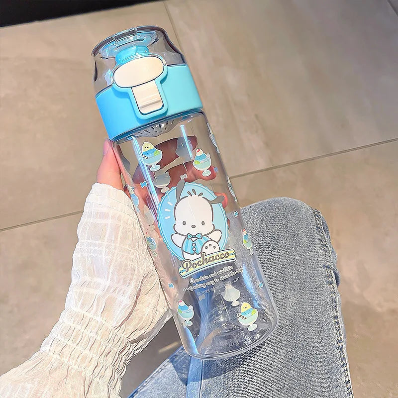 550ml Sanrio Plastic Water Bottle Cute Cinnamoroll Kuromi Water Cup Girls Plastic Drink Bottle Portable Outdoor Sports Cups