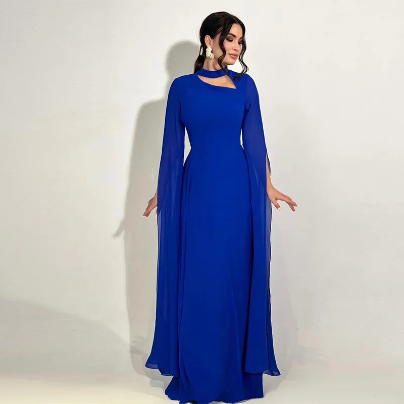 Party Dresses Women Long Dress Round Collar Solid Color Lace Up Tight Waist A Line 2025 Female Vestidos Temperament Maxi Gown